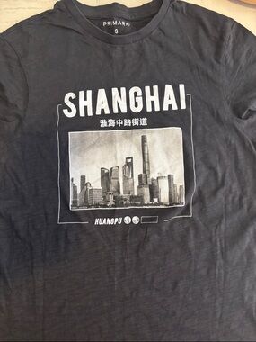 Primark Black Shanghai Graphic Short Sleeve Tee